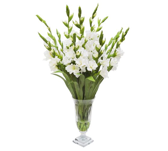 Bình hoa lay ơn nổi bật màu trắng